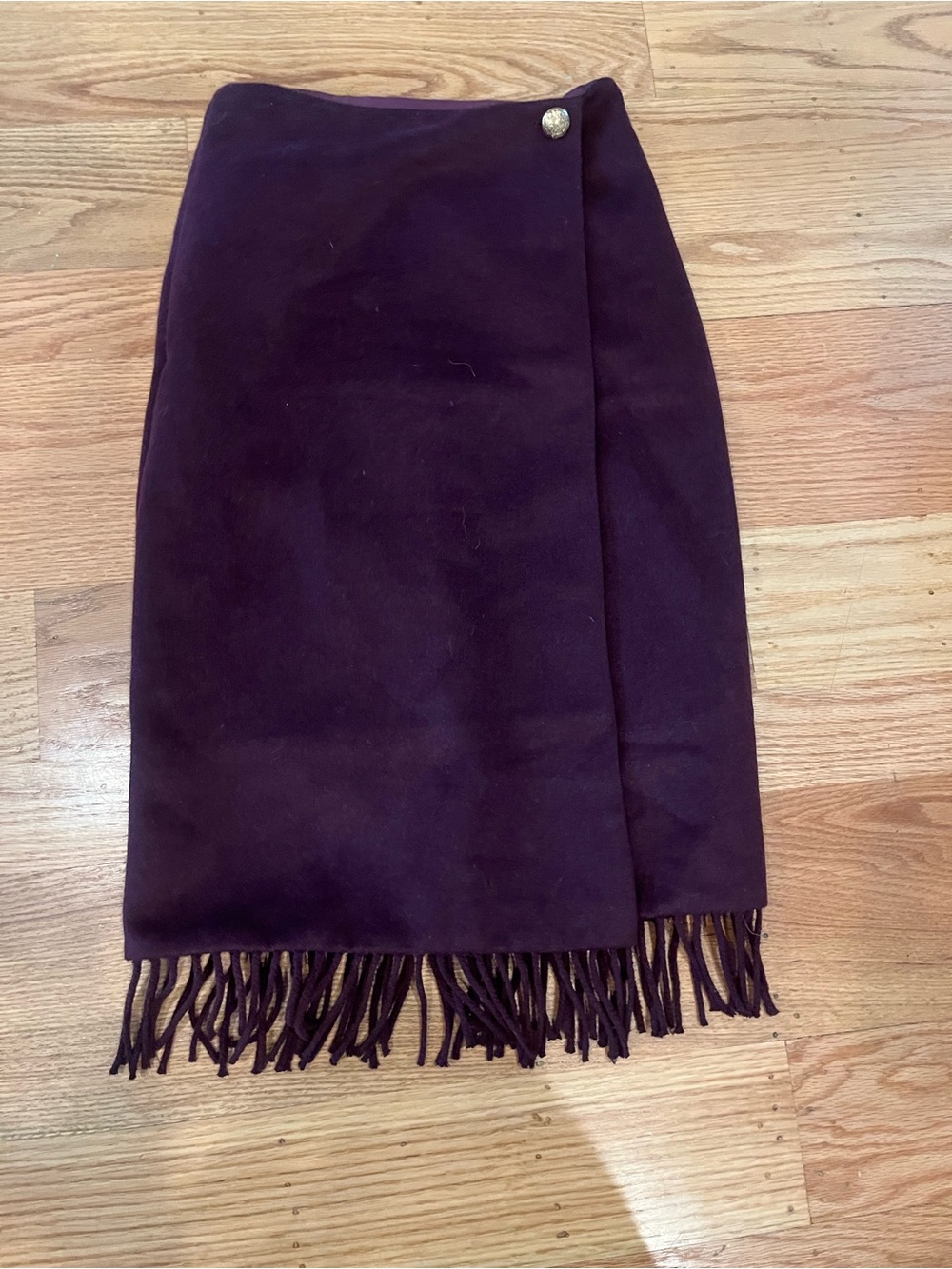 Ann Taylor Purple Wool Fringe Wrap Midi Skirt 00P
